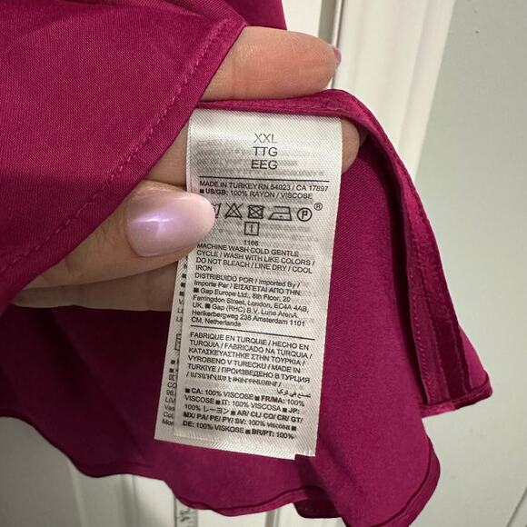 Banana Republic wrap, tunic blouse plus size 2X satin fuchsia pink - Picture 3 of 9